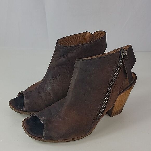 Paul Green Cayanne Peep Toe Ankle Booties Nubuck Leather Block Heel - Picture 8 of 16